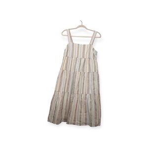 Women’s Madewell Button-back tiered dress in textural rainbow stripe, size 4